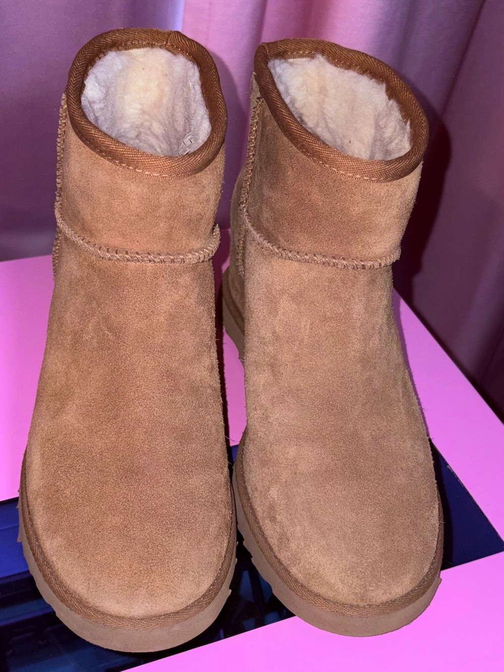 UGG Chestnut Short Suede Shearling-Lined Ankle Boots